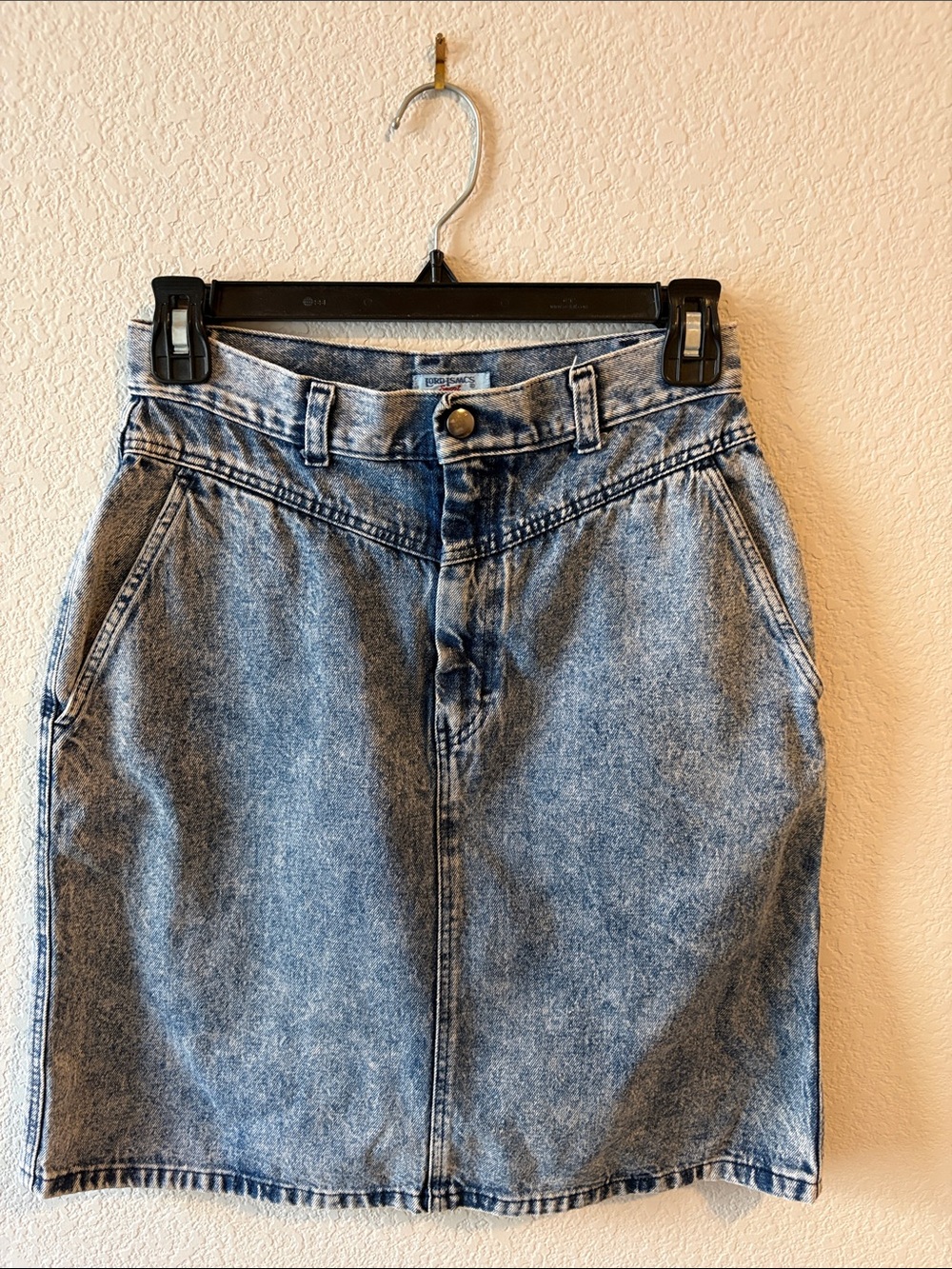 High-Rise Vintage Acid Wash Denim Skirt